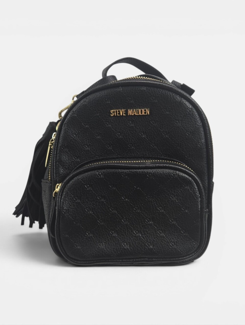 Steve Madden Small Mini Backpack Purse Embossed Black